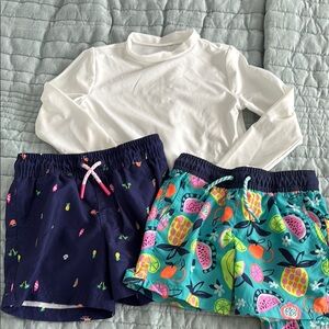 Cat & Jack Swim Set - 2 trunks and 1 rash guard
